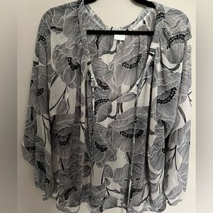 Black and white floral blouse